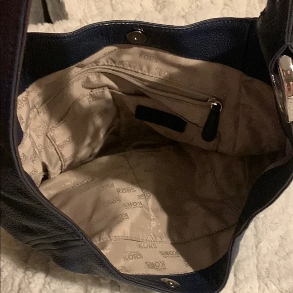 Authentic Michael Kors Navy Leather Hobo Bag - Picture 5 of 11